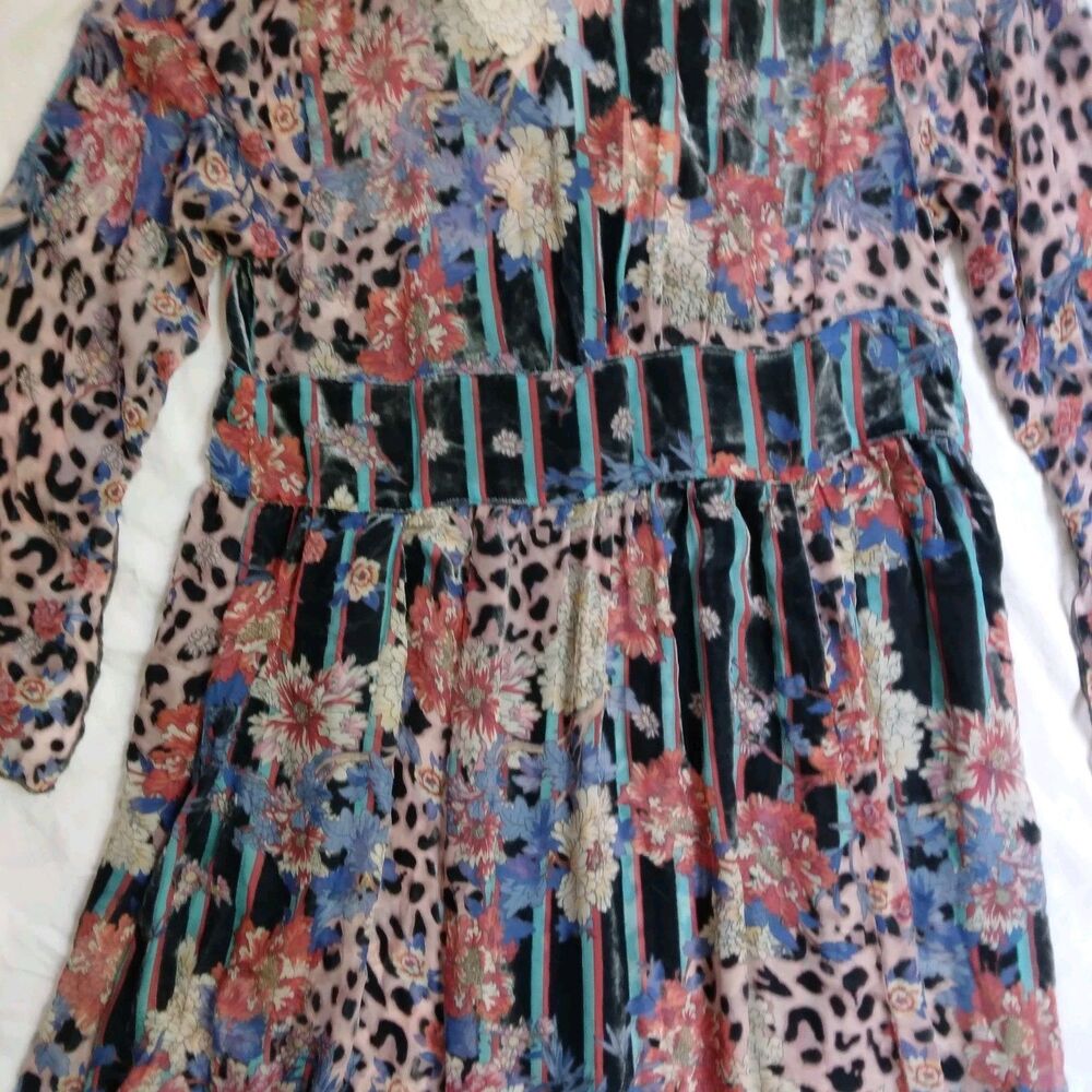 $575 NWT JOHNNY WAS Multicolored Ontar Beesley Dress Burnout Floral Leopard L - Picture 15 of 16